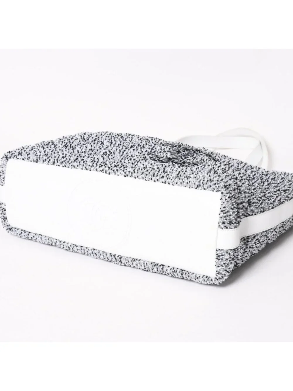 Chanel Cruise Collection Pile Beach Terry Cloth CC Logo White Gray Tote Bag